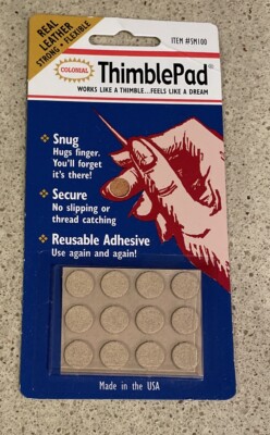 Colonial Needle Co Leather Thimble Pad 1 Sheet of 12 Pads