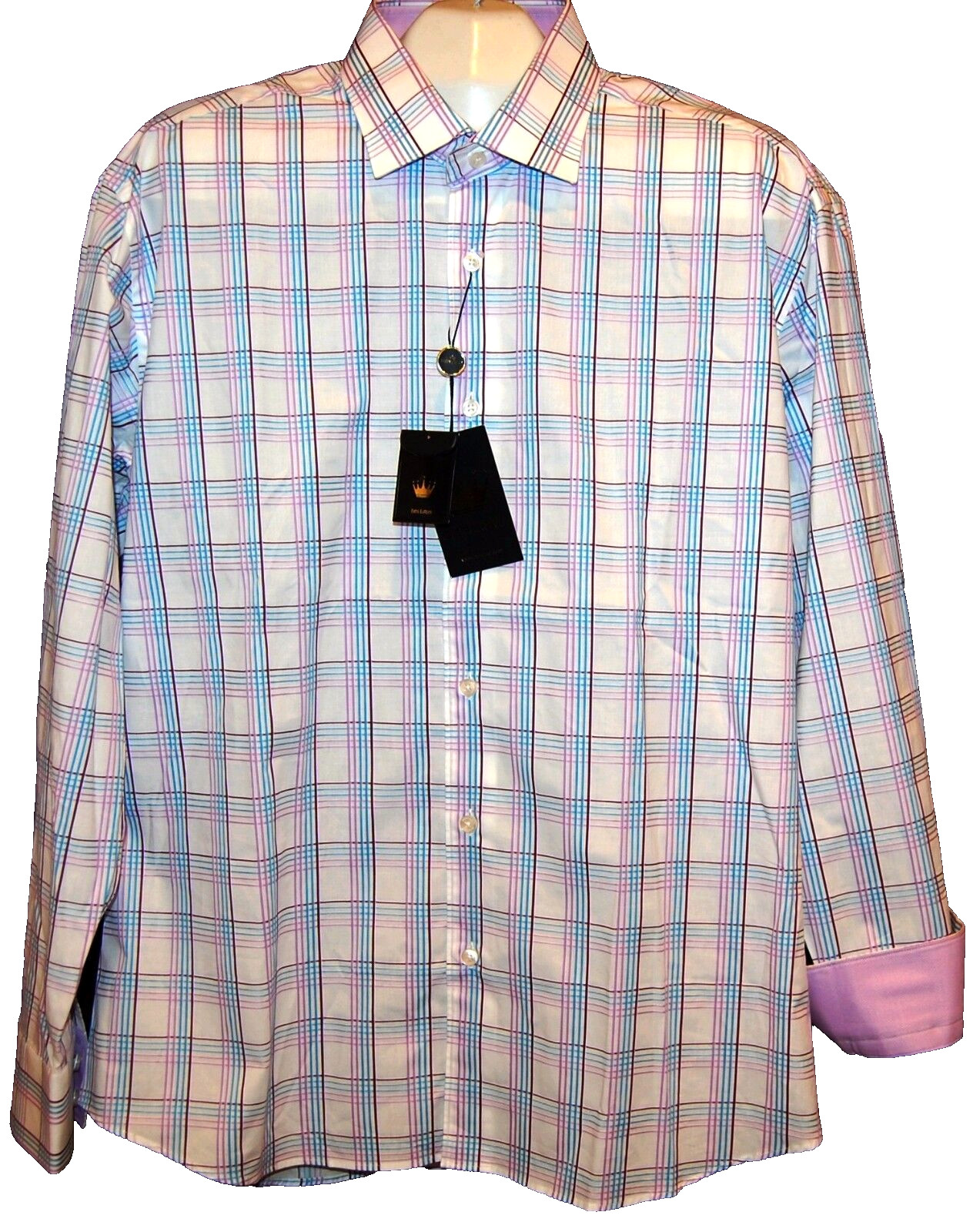 Стильная мужская рубашка из хлопка в белую клетку Bertigo, размер XL