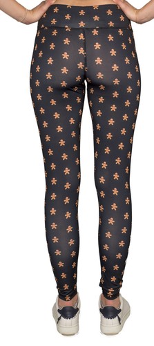 Women's Athletic Stretch Ugly Christmas Sweater Gingerbread Man Leggings - Picture 8 of 12