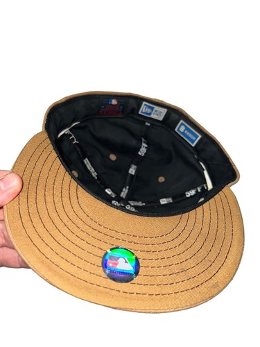 New York Yankees New Era 59Fifty RARE Pinstripe Beige Gold Hat Size 8 - Picture 8 of 8
