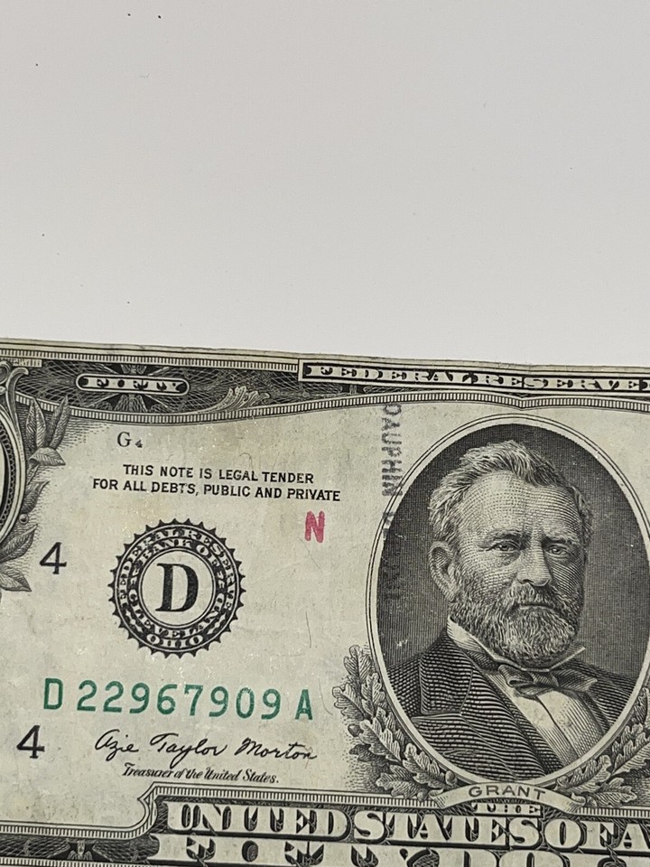 1977 50 DOLLAR BILL ERROR OFF CENTER D22967909A eBay