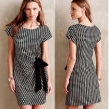 Anthropologie Saturday Sunday Isabel Side Tie Black Patterned Mini Dress