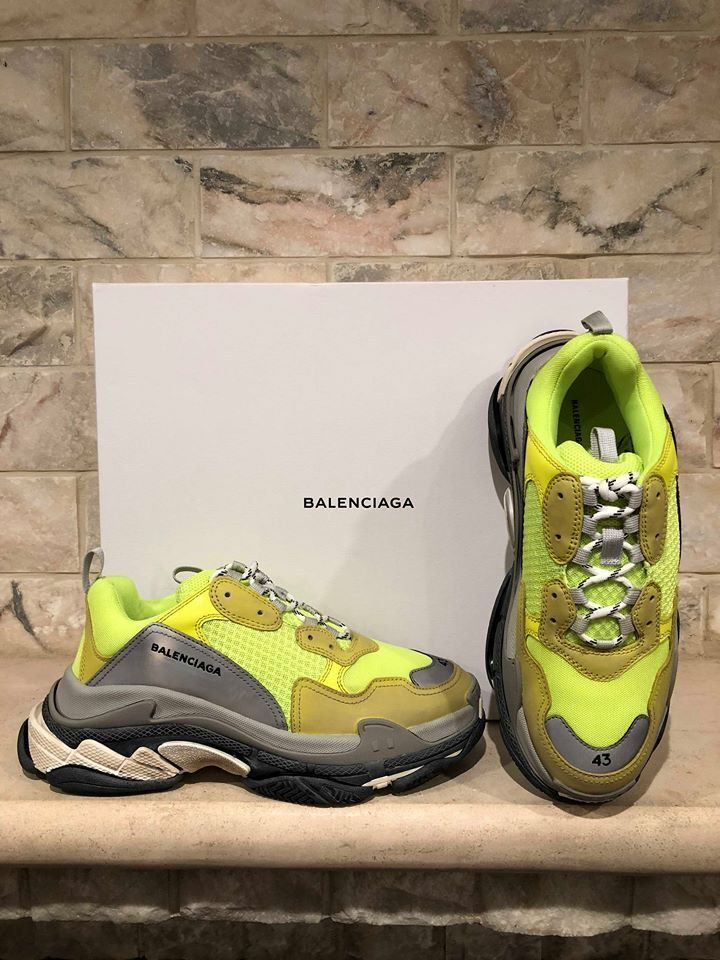 Balenciaga Triple S Sneaker Neon Yellow Grey Speed Flat Trainer 43