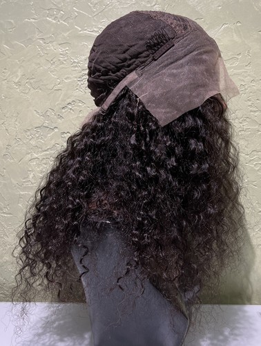Lace Front 100% Real Human Hair Wig Natural Black Curly 20” stretched L 13x4 - 第 8/12 張圖片