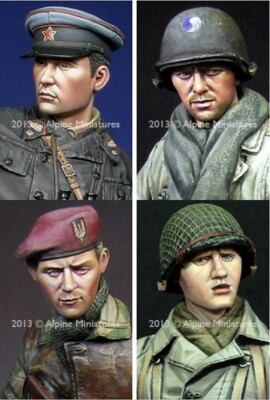 MW22 ALPINE MINIATURES H6006 ALLIED HEADS SET #2  1/16 HEADS