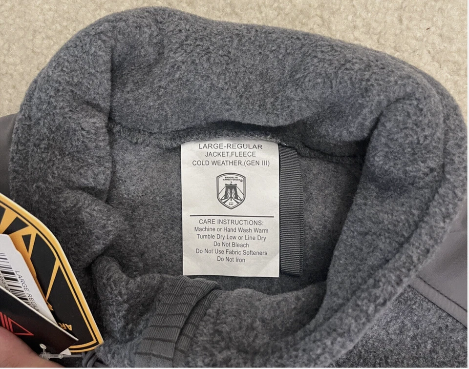 US Army Polartec 300 Fleece Jacket Liner ECWCS Gray Brand New ALL SIZES - Image 4 of 4