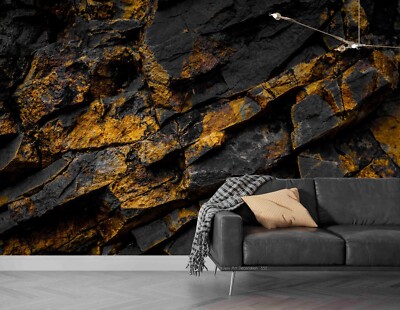 3D Rock Black Gold Texture Wallpaper Wall Murals Removable Wallpaper 2