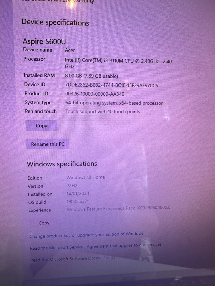 Acer Aspire 5600U Intel® Core™ i3 58.4 cm (23") 1920 x 1080 pixels Touch Screen - Image 4 of 4