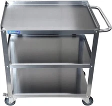 Stainless Steel 3-Shelf Utility Cart on Wheels - Heavy-Duty Kitchen Storage