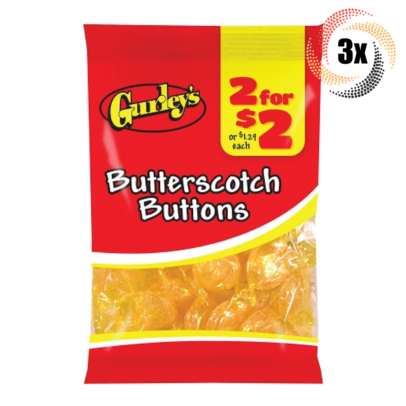 3 пакетика конфет со вкусом ирисок Gurleys Buttons 325 унции Быстрая доставка 2590₽