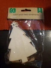 Crafter's Square - Color Your Own Ornament - CHRISTMAS TREE Wood Shapes 8 Pieces