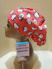 Hello Kitty Red Women's Euro/Chef Surgical Scrub Hat/Cap Handmade