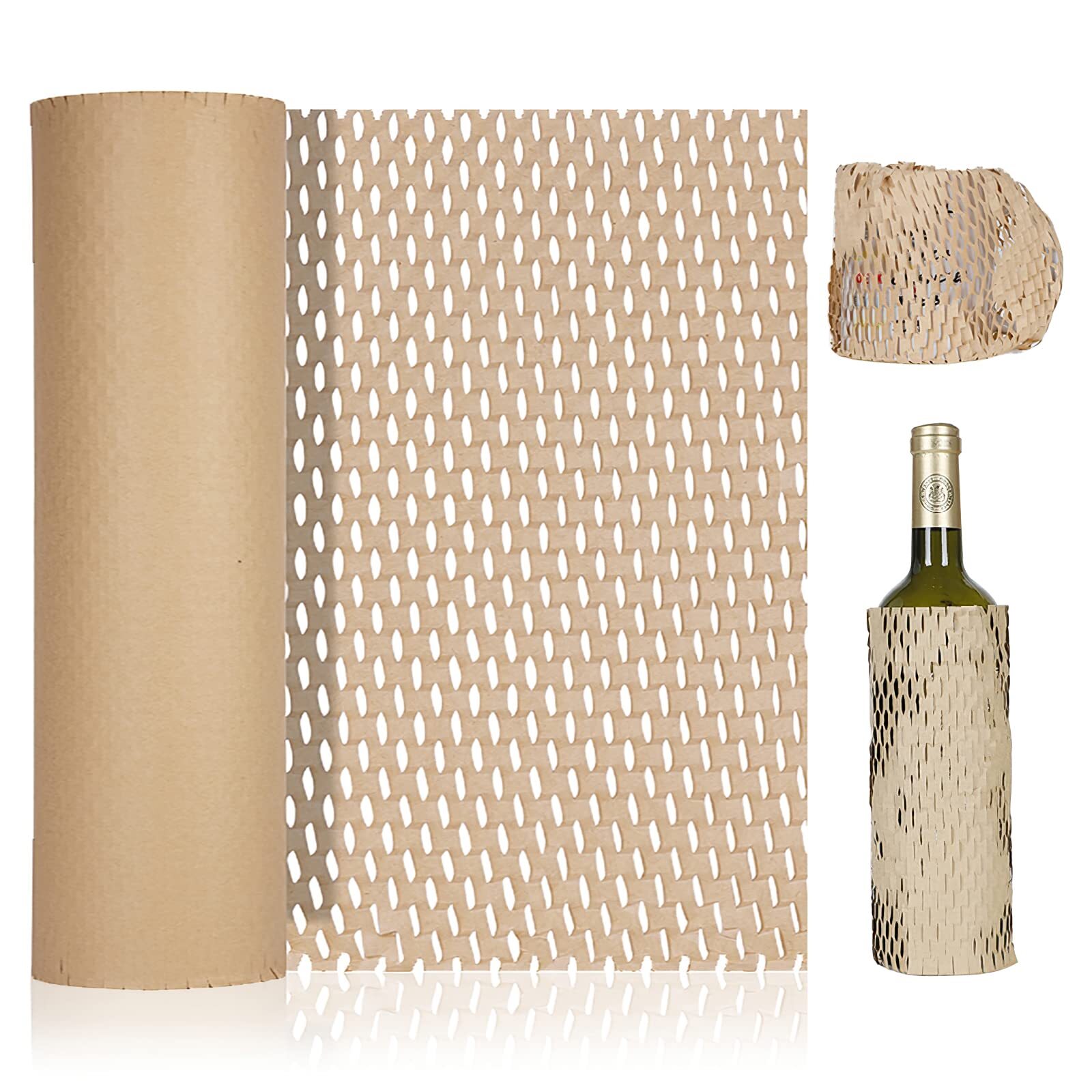 11.8 in x 98ft Premium Honeycomb Packing Paper, Kraft Brown Eco Friendly Pack...