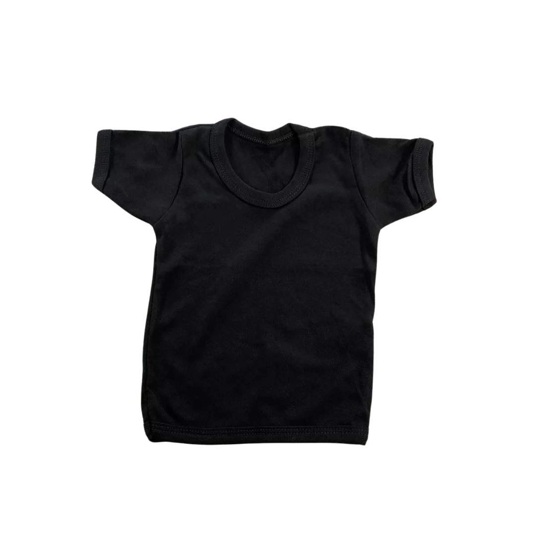 Baby T Shirts-Plain Black Baby T Shirts-New Born To Years Cotton