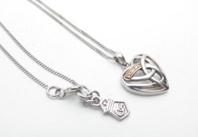 Clogau Gold Silber & 9 kt Rotgold Diamant ewige Liebe Herz Anhänger 18'' Kette