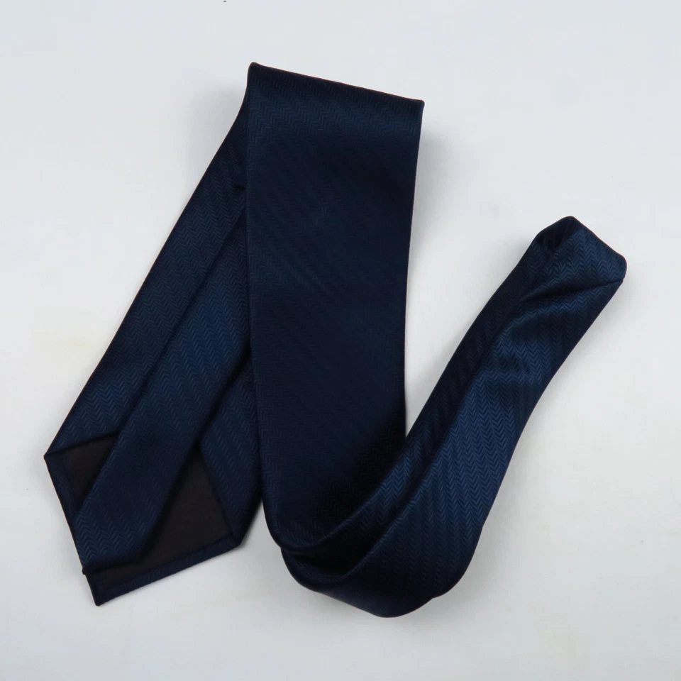 Corbata de cuello para hombre azul puritano con patrón monocromático en zig zag 57x3,5 clásica moderna Foto 4 de 4