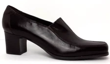 Franco Sarto SIZE 9.5 M Brown SHINY Pump Shoes Womens Rialto Heel Faux Leather