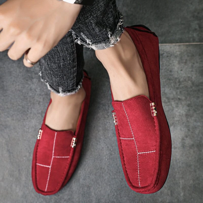 Mens black hotsell and red loafers