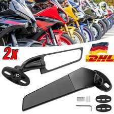 Nijakise Motorrad Spiegel Für Yamaha YZF R6 R1 R25 R3 R125 R15 2 STÜCKE Motorrad Aluminium Einstellbare Drehbare Schwenkbare Windflügel Rückansicht Seitenspiegel Schwarz