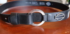 Harley Davidson Ladies Black Leather Belt Buckle XS/SM SZ 28 Adjustable 4AA