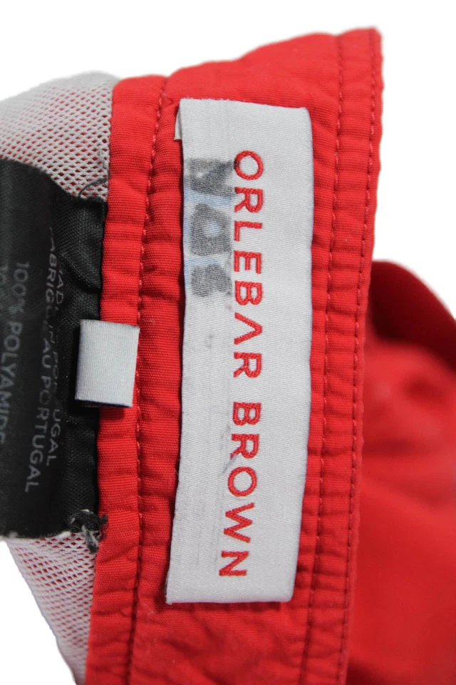 Pantalones Cortos Orlebar Marrón Para Hombre Playa Rojo Hebilla Poliamida Talla 30 Foto 3 de 4