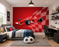 Nice Wall Fototapete Jungen Rennwagen Rot 254X183Cm Matt Papier