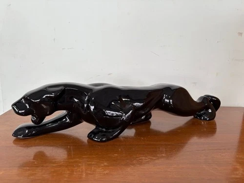 Royal Haeger Black Stalking Panther Statue Vintage 23" (M)
