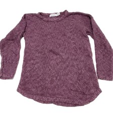 Rathlin Purple Kid's Irish Wool Pullover Sweater Large