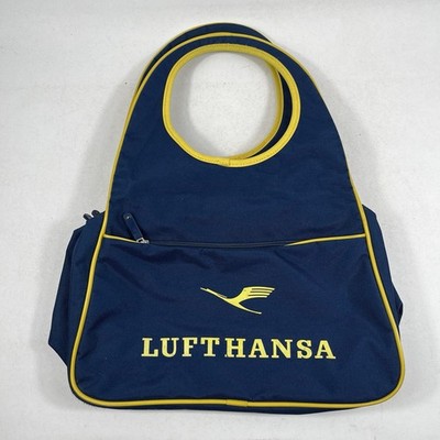 Lufthansa Vintage Retro Tasche Blau Gelb Schultertasche