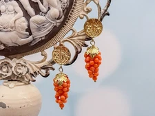 TAGLIAMONTE Designs  (3652E) 925SS/YGP Coral Earrings*Maypole*Reg.$200