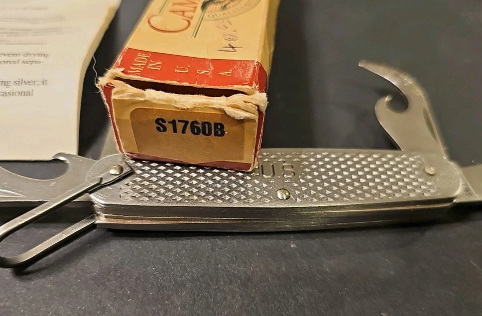 Cuchillo de demostración militar Camillus EE. UU. S1760B 1993 con caja y papeleo acero inoxidable EE. UU. Foto 2 de 4