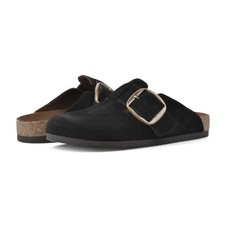 WHITE MOUNTAIN Women's Shoes Big Easy Clog Footbed, Black/Suede, 7.5 M 