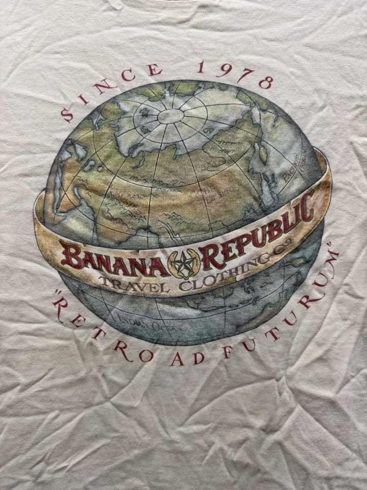 Camiseta Globo Safari Viaje Banana Republic Años 80 De Colección Puntada Única XL Foto 2 de 4