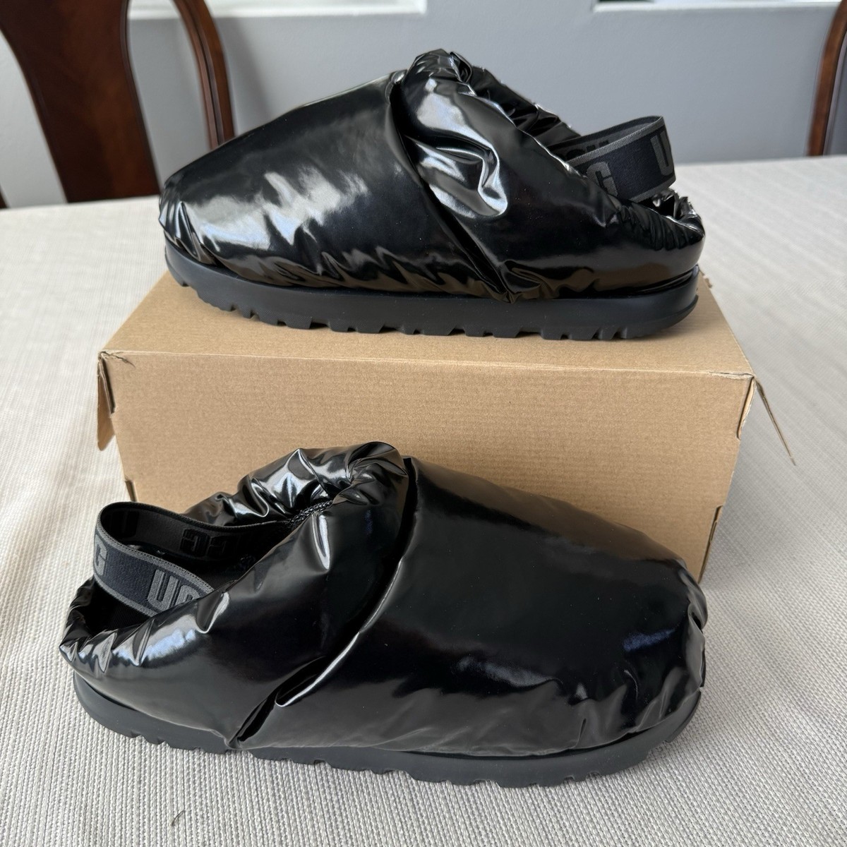 UGG Spaceslider SLIPPERS Shine TEXTILE Women US Size 10 Faux Fur