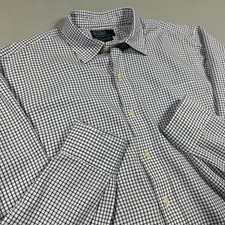 Polo Ralph Lauren Mens Large Blue White Check Cotton Button Down Shirt Long Slv
