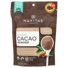 Organic Cacao Powder, Unsweetened, 8 oz (227 g)
