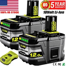 12Ah 18Volt For RYOBI P108 18V One Plus High Capacity Lithium Battery/Charger