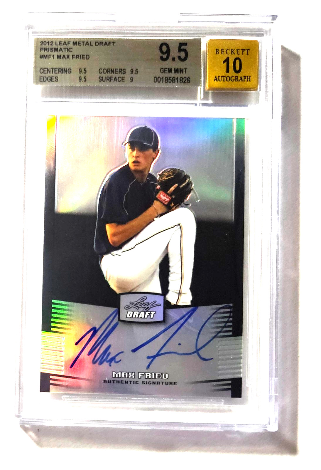 Max Fried 2012 Leaf Metal Draft Prismatic RC Auto 97/99 grade 9.5 Gem Mint