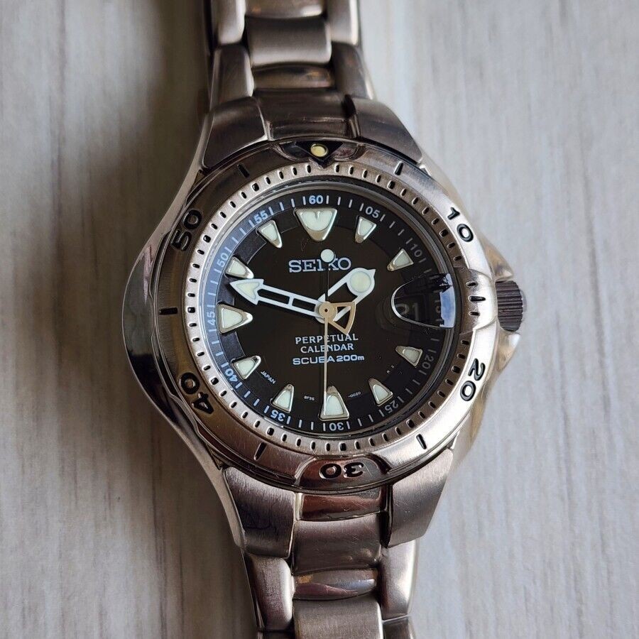 RARE Seiko Perpetual Calendar Scuba Titanium 8F35-0020 JDM Vintage