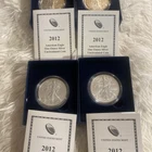 2012-W 1 oz Proof Silver American Eagle Coin - with Box and Certificate Lot Of 4