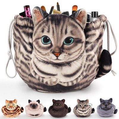 Openhaha Drawstring Travel Organizer, Cosmetic Pouch - Cat Gift, Lay Flat Mak...