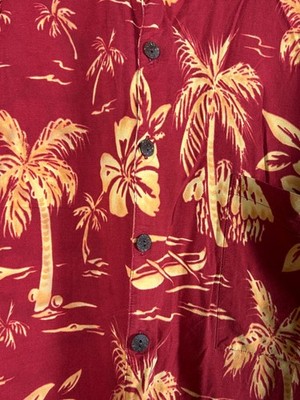 John Severson KAHALAアロハシャツ L John Severson Kahala Mens Button Up Hawaiian Shirt Medium Red