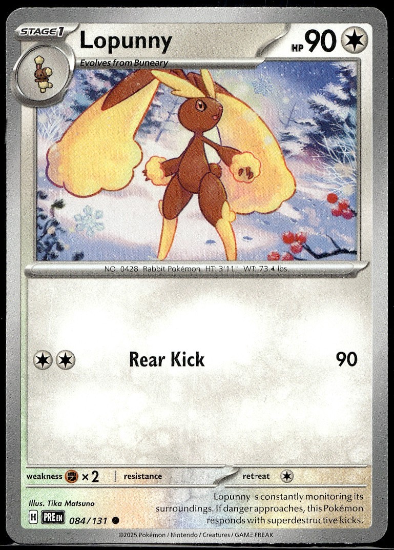 Lopunny 084/131 Common Prismatic Evolutions Pokemon Lightly Played