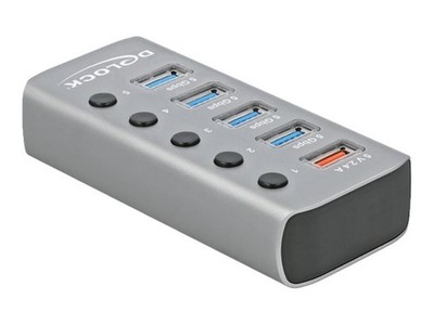 Delock Hub 4 x USB 3.2 Gen 1 Desktop 4 x 1 Type-A 5 Gbps grey