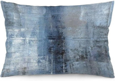 Blue and Grey Abstract Art Painting Throw Pillow Cover Queen Size Blue Grey