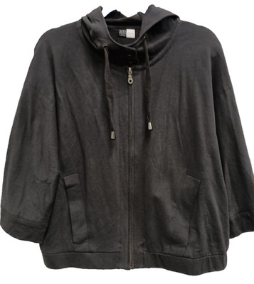 Saks Fifth Avenue Threads Womens Hooded Jacket Medium Black Minimalist Capsule