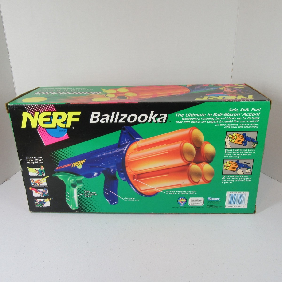 NERF Ballzooka Air Gun Blaster 12 Balls Kenner Rapid Fire Vintage