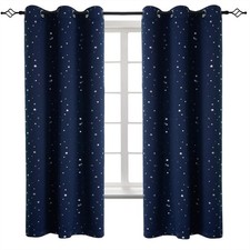 Kids Blackout Curtains for Boys Bedroom, Star Curtains Thermal Insulated Grommet