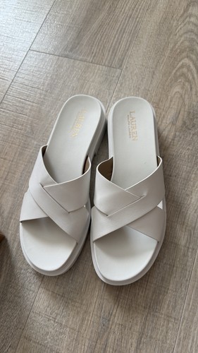 Lauren Ralph Lauren Women's Leather White Sandals Size 8.5 MSRP $155