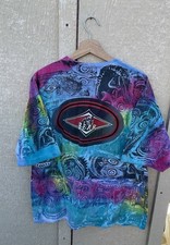 Vtg 90โ BEAR SURFBOARD USA Tie Dye T Shirt Sz Large Made In USA All Over Surf
